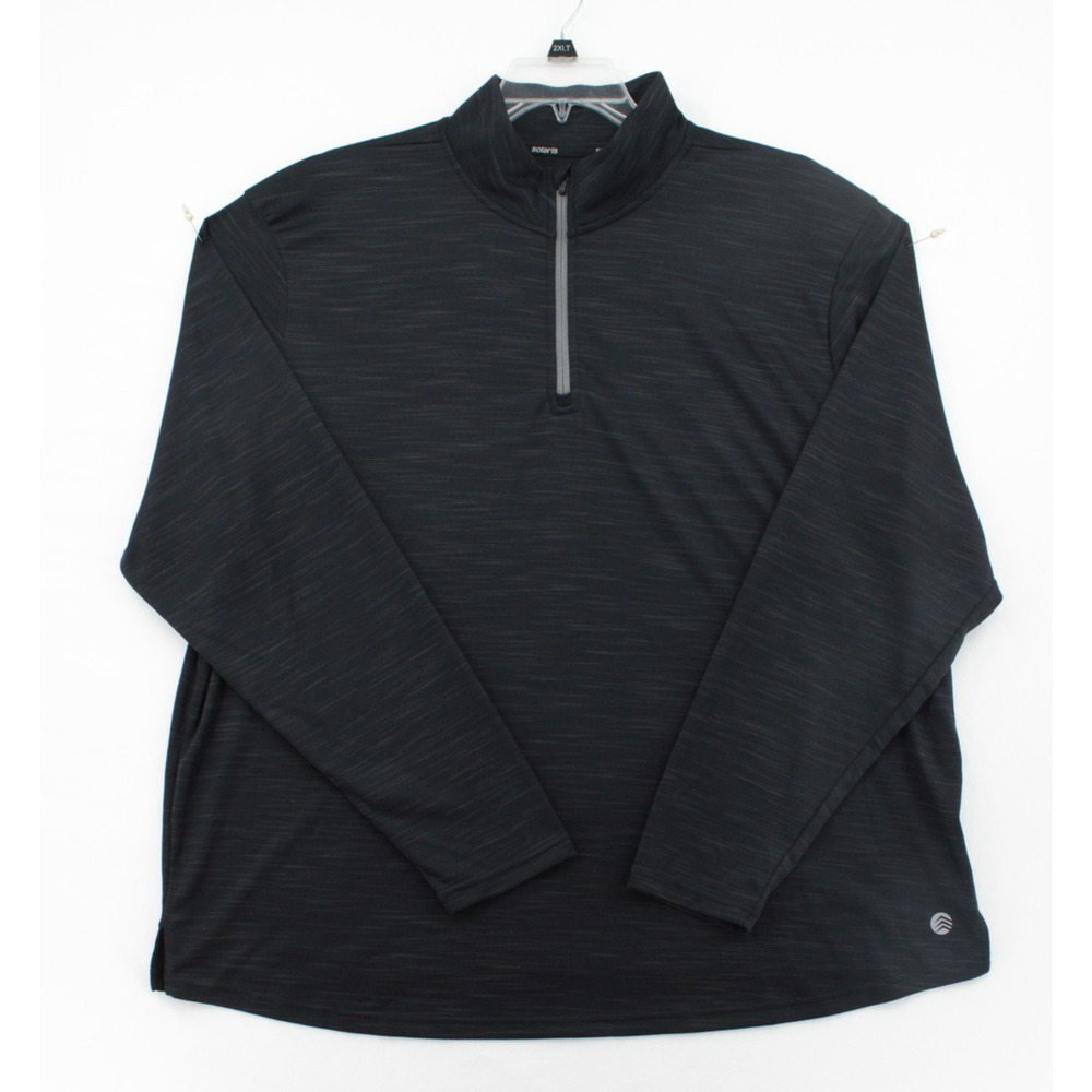 NWT Solaris Active 1/4 Zip Mens 2XB Black Long Sleeve Athleisure GYM Casual
